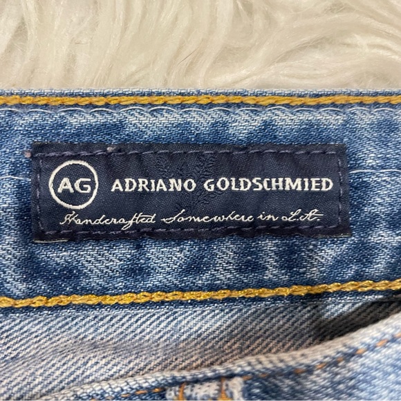 AG Adriano Jeans Ex-Boyfriend Crop Jeans Mid Rise Size 28 Light Wash Distressed - Picture 7 of 16